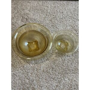 Amber Glass Ribbed Bowls Set of 2 Vintage Depression EraKitchenwarServing Dishes
